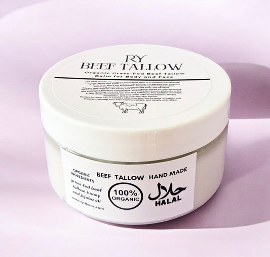 Grasgevoerd, Biologisch & Halal
De Beste Eerlijke Beef Tallow
Handgemaakt · 100% Natuurlijk

Onze Beef Tallow is afkomstig van 100% grasgevoerde, biologische en halal runderen die een goed en natuurlijk leven hebben geleid. Met zorg en liefde handgemaakt,